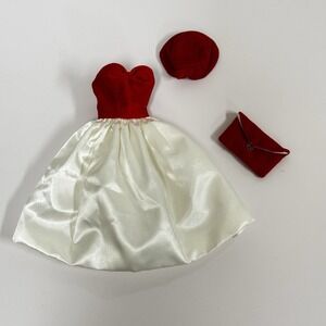 Barbie Doll 1998 Repro Silken Flame  Cocktail Dress, Hat, And Purse